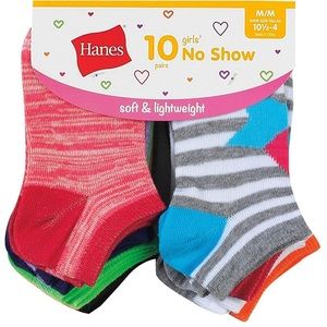 Hanes girls Fashion No Show Socks (10 Pack)
